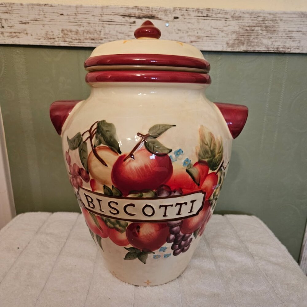 Nonni's vintage biscotti jar - hand painted